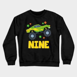 I'm 9 This Is How I Roll Monster Truck 9th Birthday GIft For Boys Toddler Kid Crewneck Sweatshirt